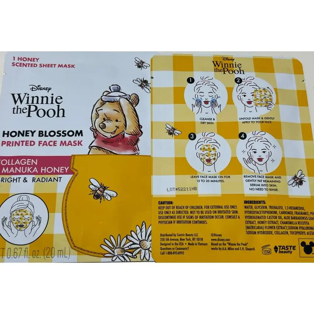 Disney Winnie the Pooh Honey Infused Printed Sheet Face Masks Set of 2 NEW
